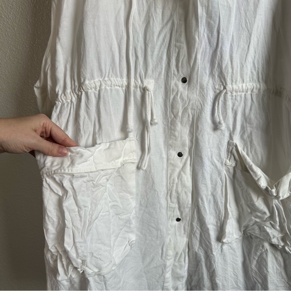 Urban Outfitters Emma Anorak Jacket White Oversized Linen Blend Medium-Large - Picture 7 of 11